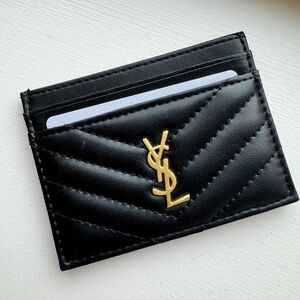Yves Saint Laurent Black and Gold Quilted Card Holder